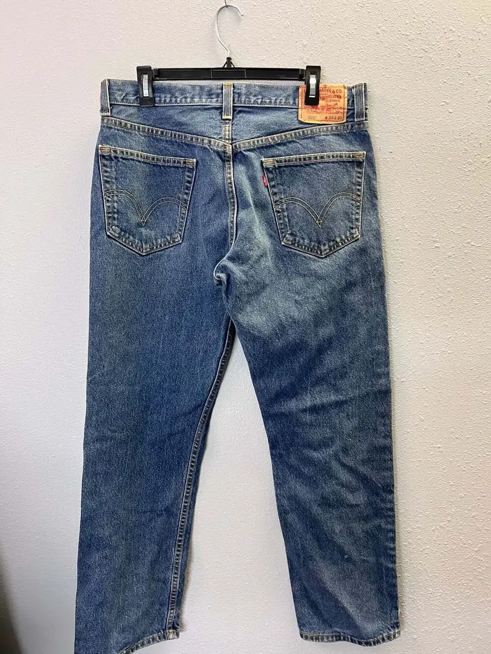 Levis 505 Straight Fit Jeans Mens W34 L30 Medium Blue Denim 100% Cotton 0434